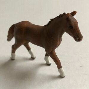 Schliech Walking Horse Figurine Brown White Legs Colt Animal Farm Safari Decor
